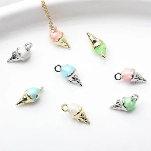 Zinc Alloy Mini Ice Cream Cone Pendants Colorful Enamel Drip Oil Charms For DIY Earring Necklace Bracelet Jewelry Accessories