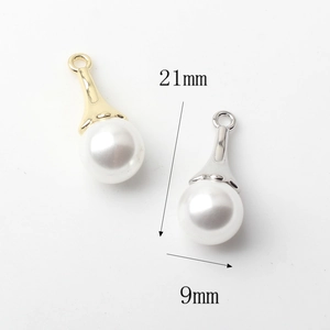 Colgante de perla minimalista 21x9mm con aros de oro y plata para joyería DIY