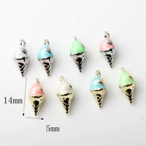 Colorful zinc alloy ice cream cone pendants for DIY jewelry making in assorted pastel colors