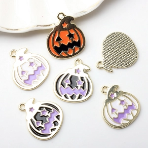 Colgantes de calabaza de Halloween esmaltados con ojos de estrella para joyería DIY