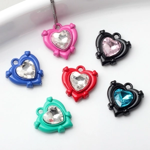 DIY Legierung Herzform Anhänger Mit Strass Lackierte Bunte Charms Für Schmuckherstellung Ohrringe Halskette Zubehör