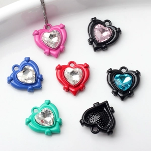 Bunte Herzanhänger aus Legierung mit Kristallen für DIY-Schmuck und Halsketten