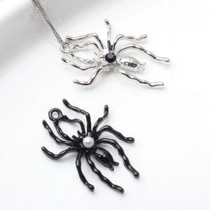 Ciondoli a Forma di Ragno in Lega Con Strass Perla Artificial d'Imitazione Gotico Halloween Ciondoli per DIY Gioielli Collane Accessori