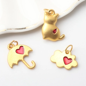 Vintage Zinc Alloy Enamel Heart Cat Umbrella Cloud Pendants Cute Gold Plated DIY Jewelry Findings Making Charms For Women