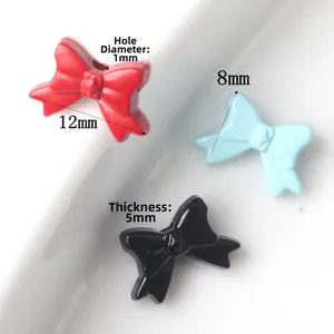 Πέρλες φιόγκος από κράμα 12mm για DIY κοσμήματα σε κόκκινο, μπλε και μαύρο χρώμα