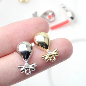 Gouden en zilveren legering boog ballon bedeltjes met parels en strass voor DIY oorbellen maken