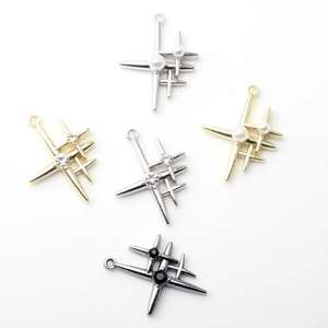 Star cross pendant with pearls and crystals in gold, silver, and black finish