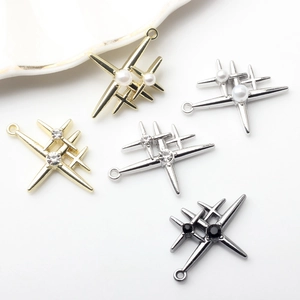 Star-shaped alloy pendants with pearls and crystals for DIY jewelry making accessories