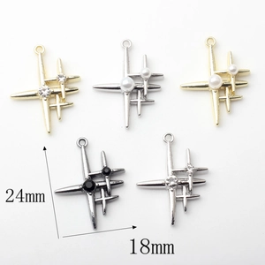 DIY star charms with pearls and rhinestones in gold, silver and black, 24mm x 18mm