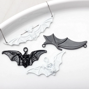 Gothic bat charms in black and white enamel for DIY jewelry making accessories set