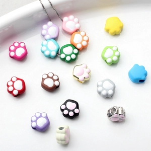 Cartoon Cat Paw Beads Alloy Drip Oil Silicone DIY Jewelry Making Accessory For Bracelet Necklace Earrings Cute Paw Print Spacer Beads