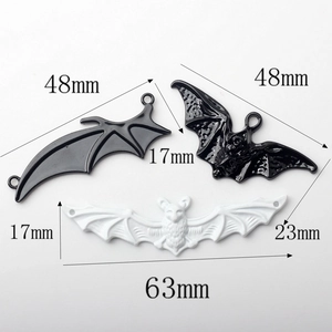 Halloween bat alloy charms set including black and white enamel styles for DIY jewelry