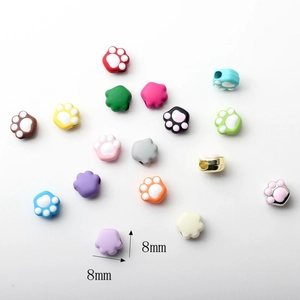 8mm colorful alloy cat paw beads for DIY handmade jewelry earrings and necklaces
