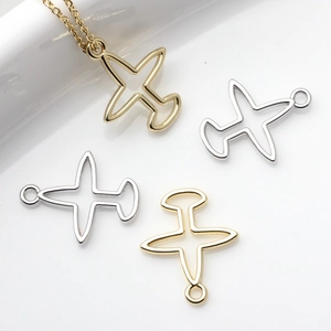 Colgantes de Aleación Minimalistas con Forma de Avión Hueco para Joyería Bricolage Oro Plata Accesorios de Metal