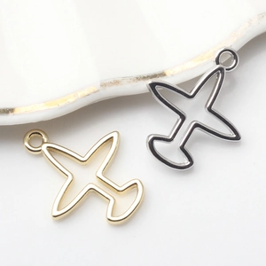 Colgantes de avión huecos minimalistas en oro y plata para creación de joyas DIY