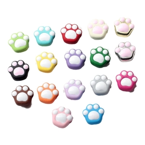 Colorful alloy cat paw beads for DIY jewelry making in various painted finishes