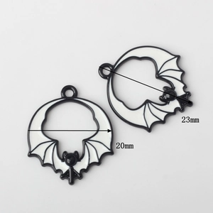 Detailed view of Halloween bat charms with size measurements 20mm and 23mm