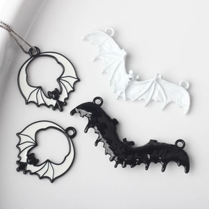 Halloween Bat Pendants Alloy Enamel Bat Charms For DIY Necklace Bracelet Gothic Jewelry Making Accessories For Party Decoration