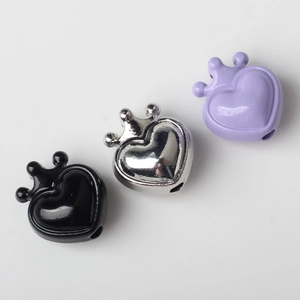 Minimalist alloy heart crown charms for DIY bracelets and necklaces in three colors
