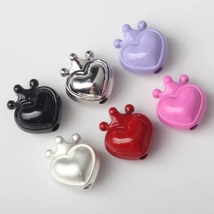 DIY crown heart-shaped alloy beads in six assorted colors for custom jewelry making