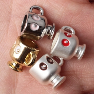 Cartoon Kaffeetassen Anhänger Set in Gold und Silber für DIY Schmuckherstellung
