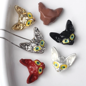 Breloques Tête de Chat Sphynx Alliage Émail Accessoires de Bijouterie DIY Design Vintage Unique pour Colliers Bracelets