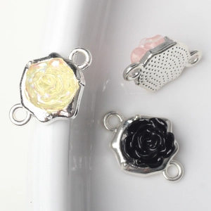 Rosenteiler-Anhänger aus Legierung in Gelb, Rosa und Schwarz für DIY-Schmuckzubehör