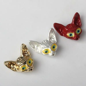 Pendentifs chat Sphinx en or, argent et rouge pour bijoux DIY et colliers