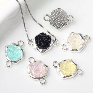 Legierung Rose Blume Verbinder Irisierendes Harz Rose Charms Für DIY Halskette Armband Schmuckherstellung Zubehör