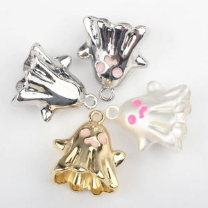 4er-Set niedliche Halloween-Geisteranhänger aus Legierung in Gold, Silber und Weiß