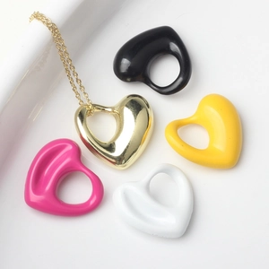 Hohles Herz Anhänger Legierung Bunt DIY Schmuckzubehör Für Halsketten Armband Herstellung Minimalistisch Damen Schmuck