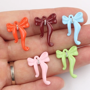 Colgantes de lazo coloridos de aleación con pequeños cristales para joyería de bricolaje