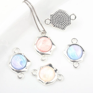 Minimalistische Legierung Planet Schmuckverbinder Emaille Rund Doppel Loch DIY Zubehör Für Armband Halskette Schmuckherstellung