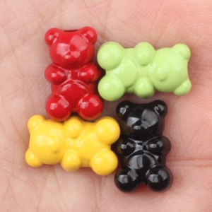Colorful alloy teddy bear loose beads in red, green, yellow and black for DIY jewelry making
