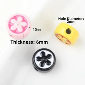 Colorful floral alloy beads for DIY jewelry with 10mm diameter and 2mm aperture
