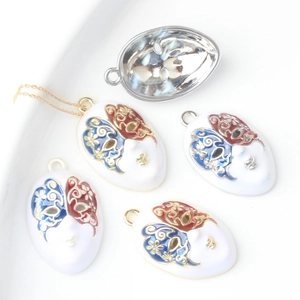 Venezianische Maske Emaille Anhänger Zinklegierung Tropföl Schmetterling Blumen Charm Für DIY Halskette Armband Schmuckherstellung Zubehör