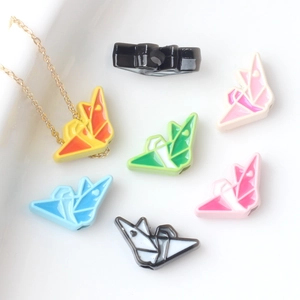 Origami Crane Alloy Enamel Loose Beads Colorful Geometric Animal Spacer Beads For DIY Bracelet Necklace Jewelry Making