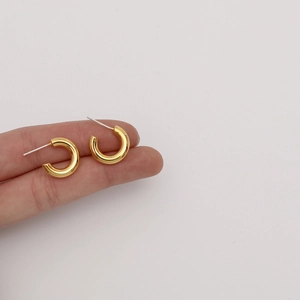 Minimalisti Orecchini a Cerchio a Forma di C Con Perno in Argento Sterling 925 Oro Argento Lucido Opaco Gioielli Donna