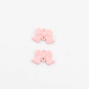 Details von rosa matten 3D-Schleifenanhängern aus Legierung für DIY-Schmuck mit Doppellöchern