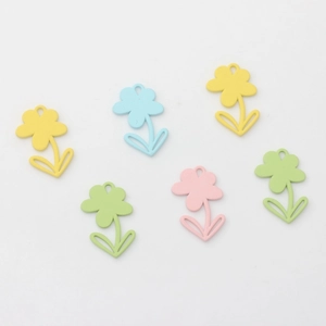 Minimalistische Blumenanhänger aus Legierung in Pastellmatt für DIY-Schmuckherstellung