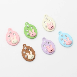 Ovale Legierungs-Hasenanhänger für DIY-Schmuck mit Pastell-Emaille, Perlen und Strass