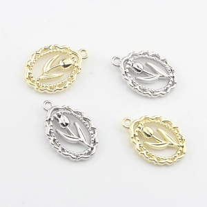 Set minimalistischer Tulpenblüten-Anhänger in Gold und Silber für DIY-Schmuck