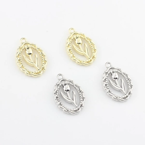 Set aus 4 Vintage-Tulpenanhängern in Gold und Silber für DIY-Schmuck und Ohrringe