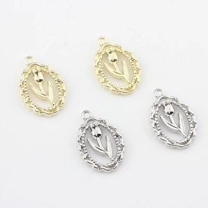 Vierteiliges Set hohler Tulpen-Anhänger in Gold und Silber für DIY-Schmuckherstellung