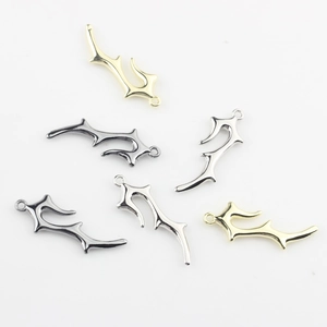 Irregular alloy antler branch pendants in gold, silver and black for DIY jewelry making