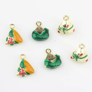3D Emaille Zongzi Anhänger mit Fu-Zeichen und Gesichtern für chinesischen DIY-Schmuck