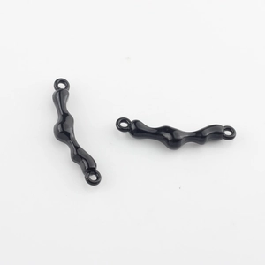 Detailansicht schwarzer Wellen-Verbinder aus Zinklegierung für DIY-Schmuck und Ohrringe