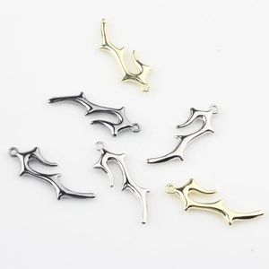 Geometric alloy deer antler pendants in gold, silver, and black for DIY jewelry making
