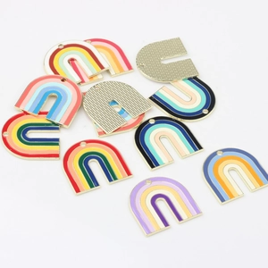 Bogen U-Form Regenbogen Emaille Anhänger Legierung Mehrfarbig Tropfendes Öl Charm Für DIY Ohrringe Schmuckherstellung