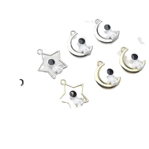 DIY Legierung Astronauten Anhänger mit Halbmond und Stern in Gold und Silber Optik
